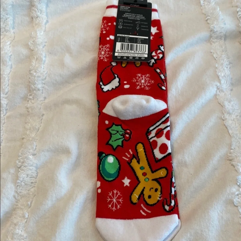 Red Gingerbread Holiday Socks